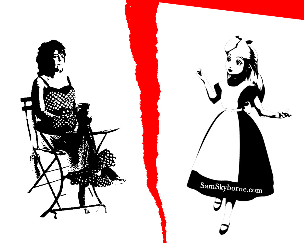 Alice in Wonderland meets Shirley Valentine – not quite